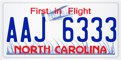 NC license plate AAJ6333