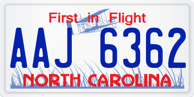 NC license plate AAJ6362