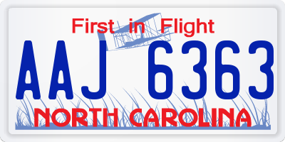 NC license plate AAJ6363