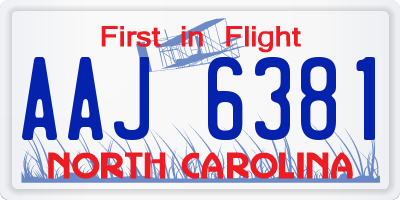 NC license plate AAJ6381