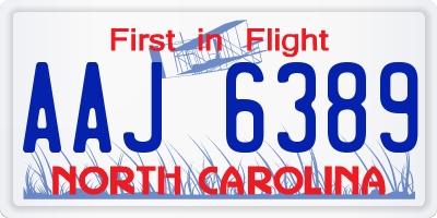NC license plate AAJ6389