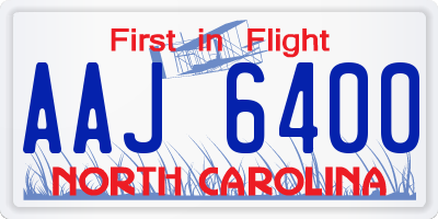 NC license plate AAJ6400