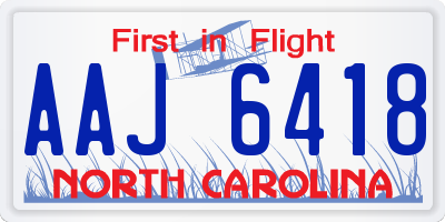 NC license plate AAJ6418