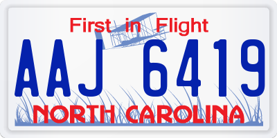 NC license plate AAJ6419