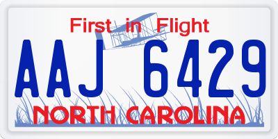 NC license plate AAJ6429