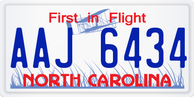 NC license plate AAJ6434