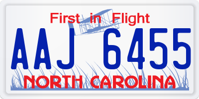 NC license plate AAJ6455