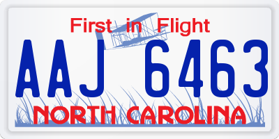 NC license plate AAJ6463