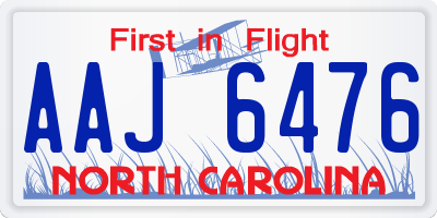 NC license plate AAJ6476