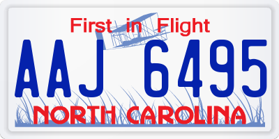 NC license plate AAJ6495