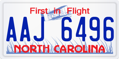 NC license plate AAJ6496
