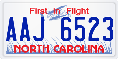 NC license plate AAJ6523