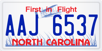 NC license plate AAJ6537