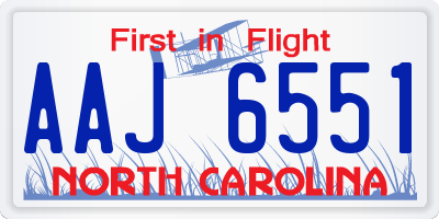 NC license plate AAJ6551