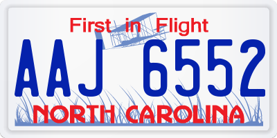 NC license plate AAJ6552