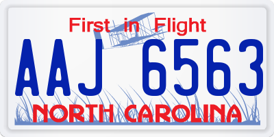 NC license plate AAJ6563