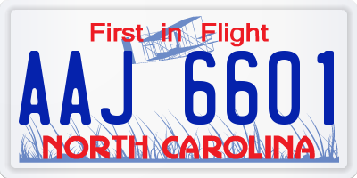 NC license plate AAJ6601