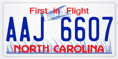 NC license plate AAJ6607