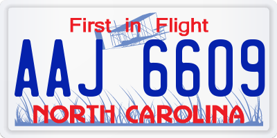 NC license plate AAJ6609