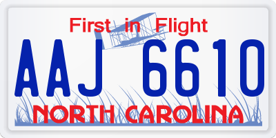 NC license plate AAJ6610