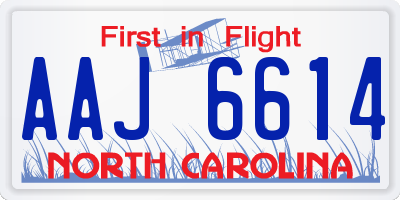 NC license plate AAJ6614