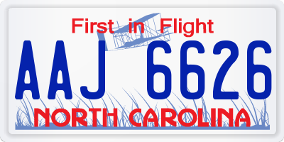 NC license plate AAJ6626