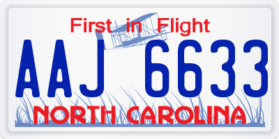 NC license plate AAJ6633