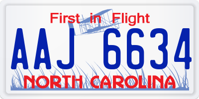 NC license plate AAJ6634