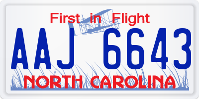 NC license plate AAJ6643