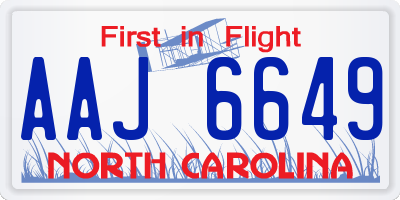 NC license plate AAJ6649