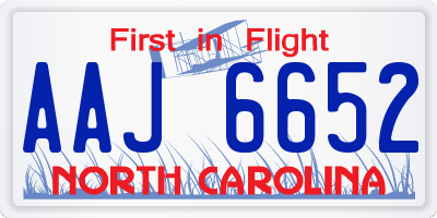 NC license plate AAJ6652