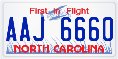 NC license plate AAJ6660