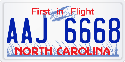NC license plate AAJ6668
