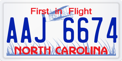 NC license plate AAJ6674