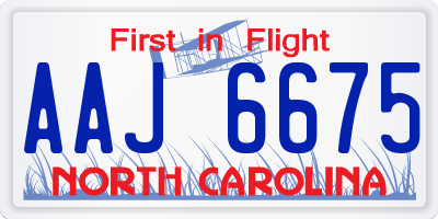 NC license plate AAJ6675