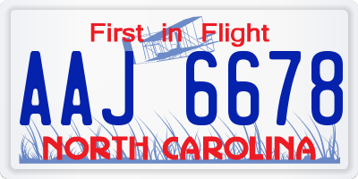 NC license plate AAJ6678