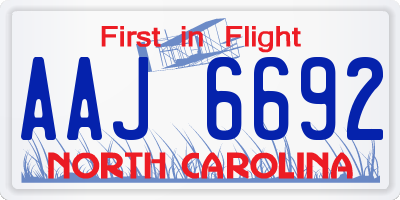 NC license plate AAJ6692
