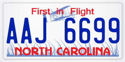 NC license plate AAJ6699