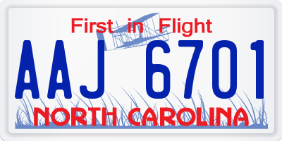NC license plate AAJ6701