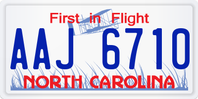 NC license plate AAJ6710