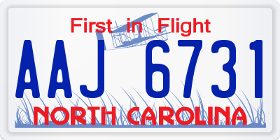 NC license plate AAJ6731
