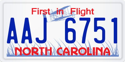 NC license plate AAJ6751