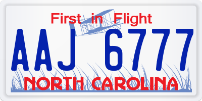 NC license plate AAJ6777