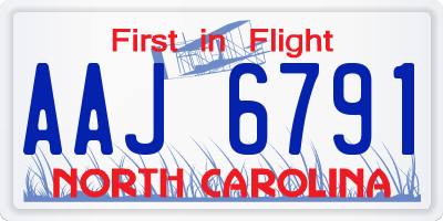 NC license plate AAJ6791