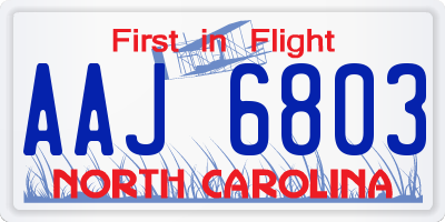 NC license plate AAJ6803