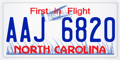 NC license plate AAJ6820