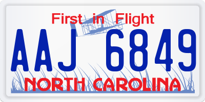 NC license plate AAJ6849