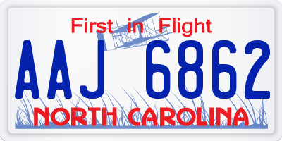 NC license plate AAJ6862