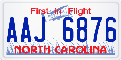 NC license plate AAJ6876