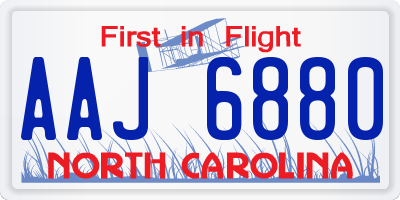 NC license plate AAJ6880